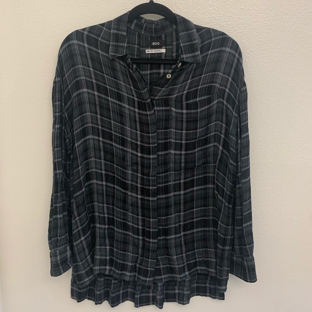 Urban Outfitters BDG | Black Plaid Button Shirt